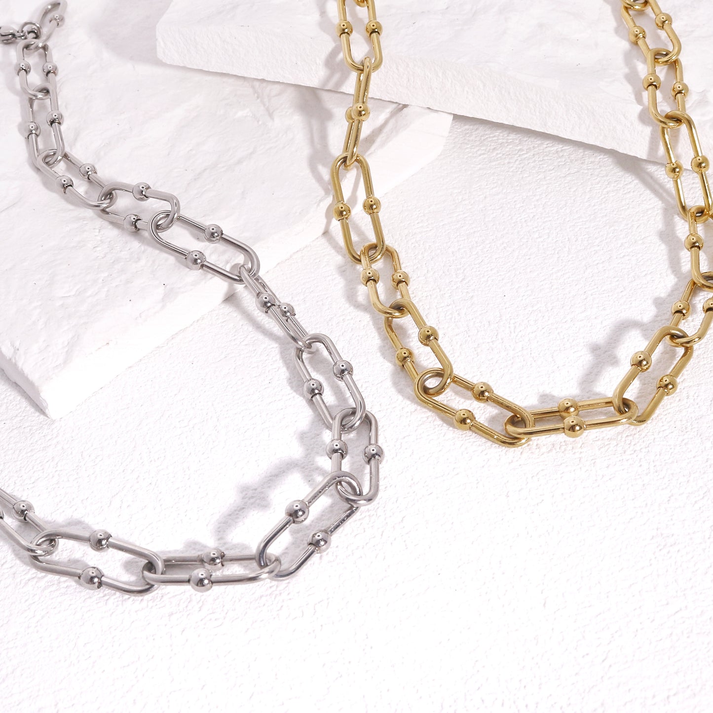 Sasha Edgy Steel Chain Hardware Links Necklace