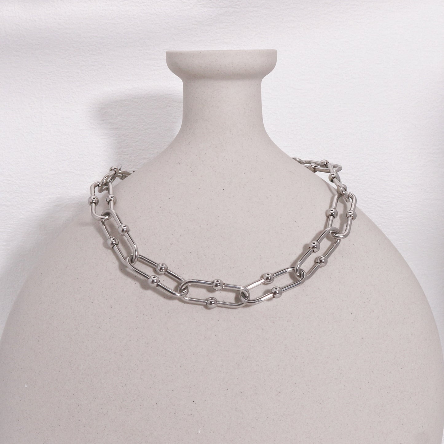 Sasha Edgy Steel Chain Hardware Links Necklace