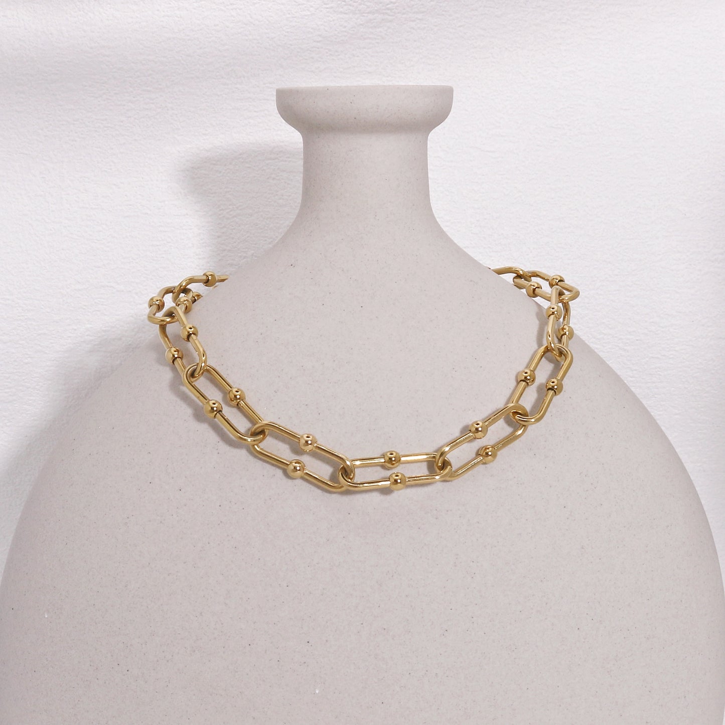 Sasha Edgy Steel Chain Hardware Links Necklace