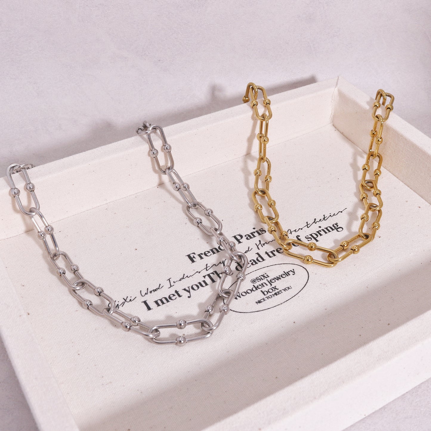 Sasha Edgy Steel Chain Hardware Links Necklace