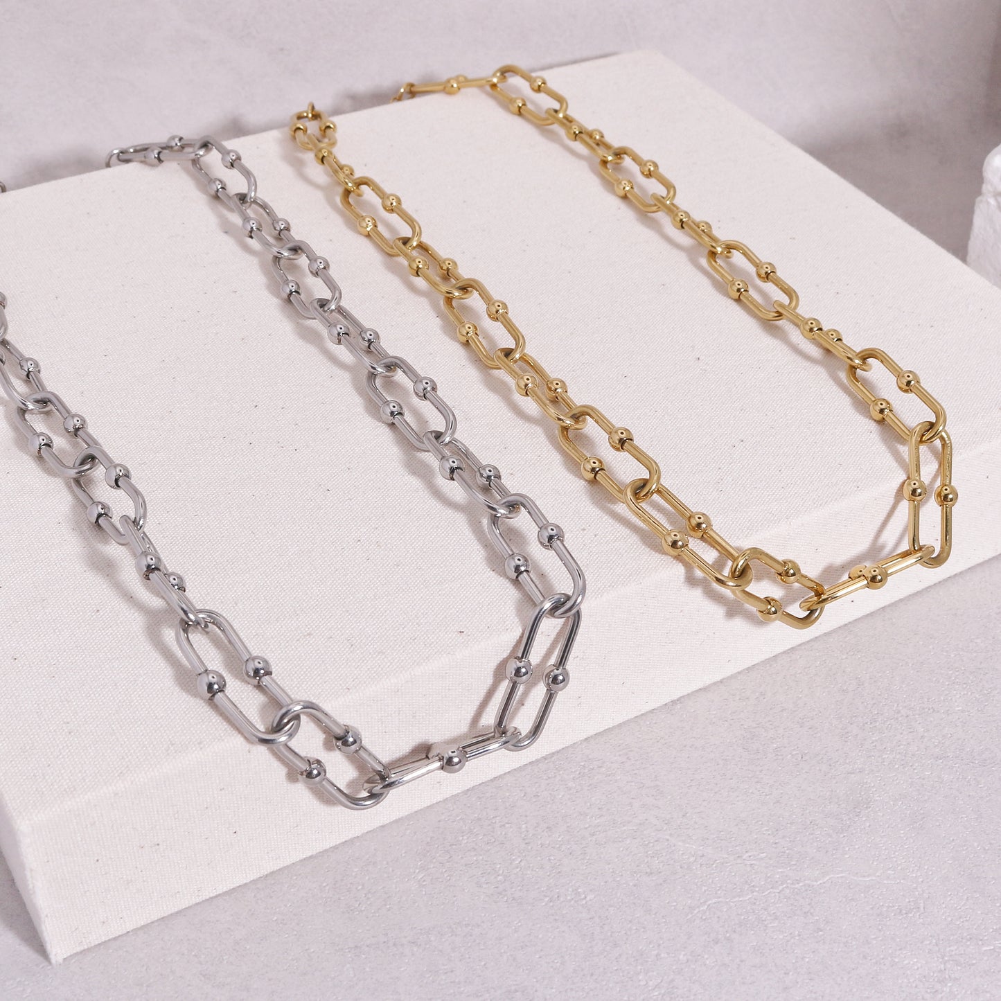 Sasha Edgy Steel Chain Hardware Links Necklace