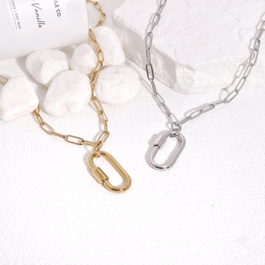Becky Steel Carabiner Link Chain Necklace