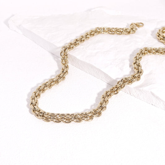 Thalia Gold Mesh Statement Steel Necklace