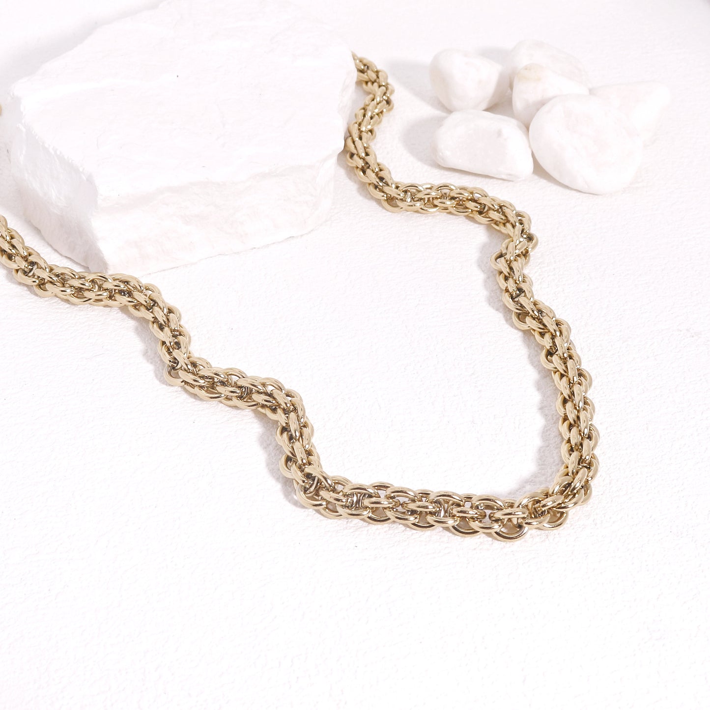 Thalia Gold Mesh Statement Steel Necklace