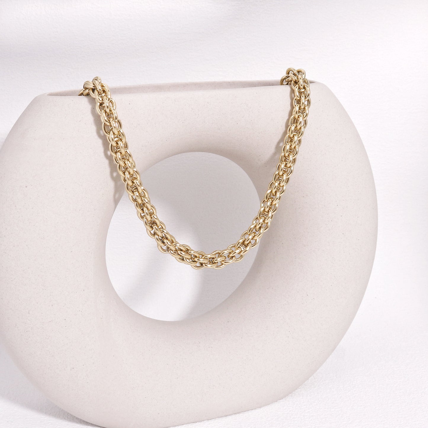 Thalia Gold Mesh Statement Steel Necklace