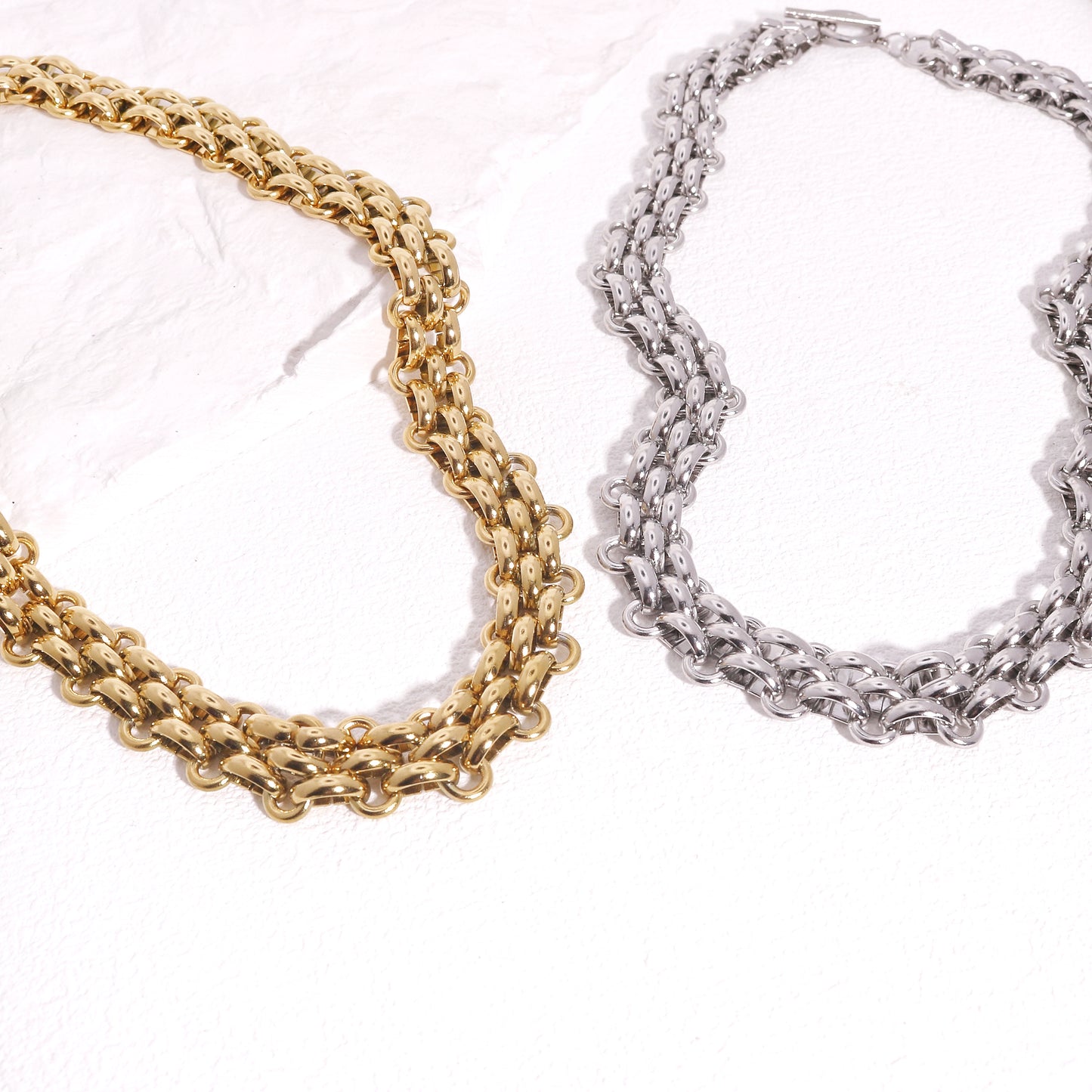 Lilibet Interwoven Steel Link Statement Necklace