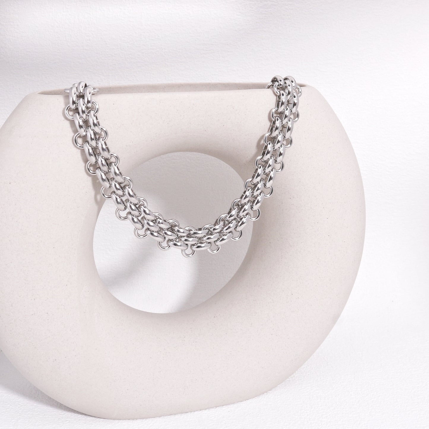 Lilibet Interwoven Steel Link Statement Necklace