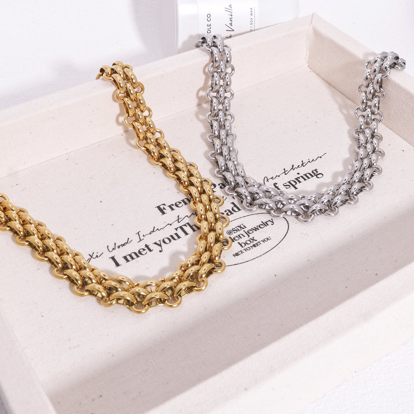 Lilibet Interwoven Steel Link Statement Necklace