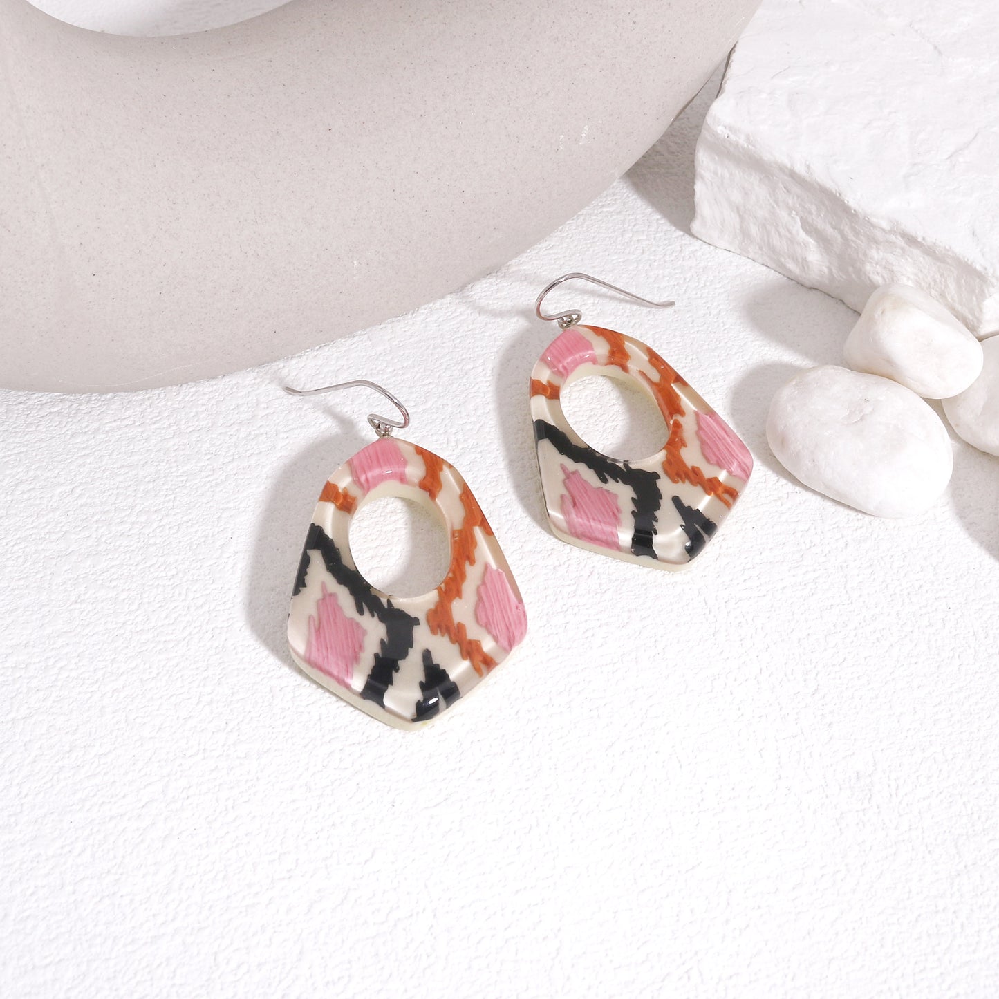 ANDA Ikat Print Drop Earrings