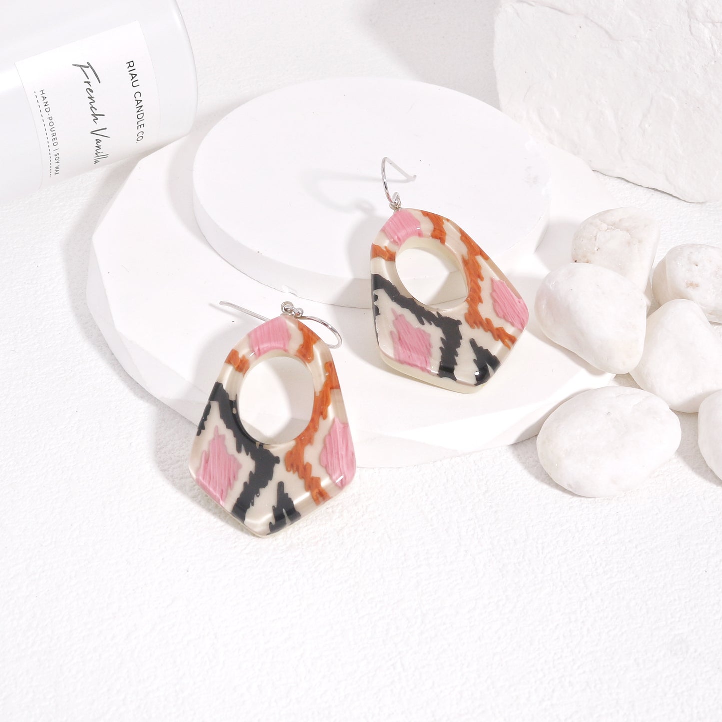 ANDA Ikat Print Drop Earrings