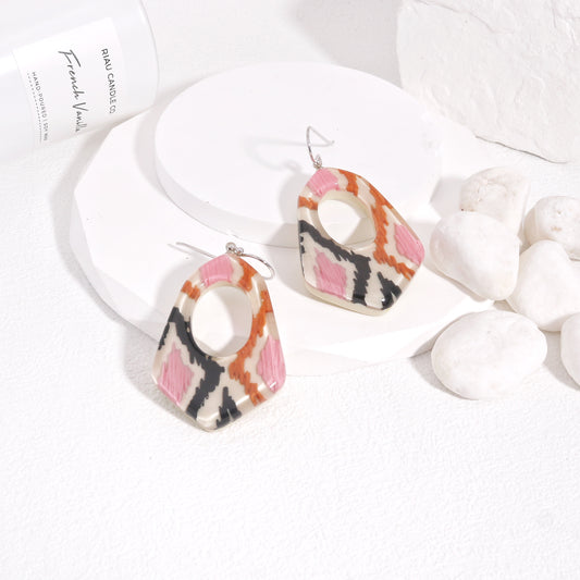ANDA Ikat Print Drop Earrings