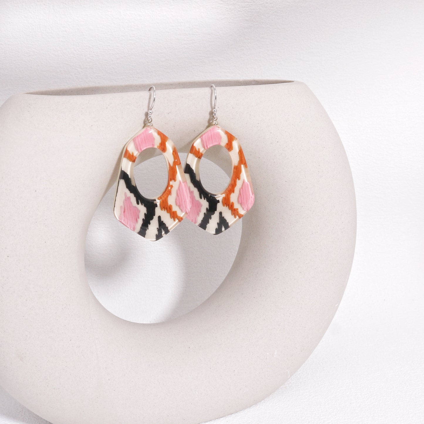 ANDA Ikat Print Drop Earrings