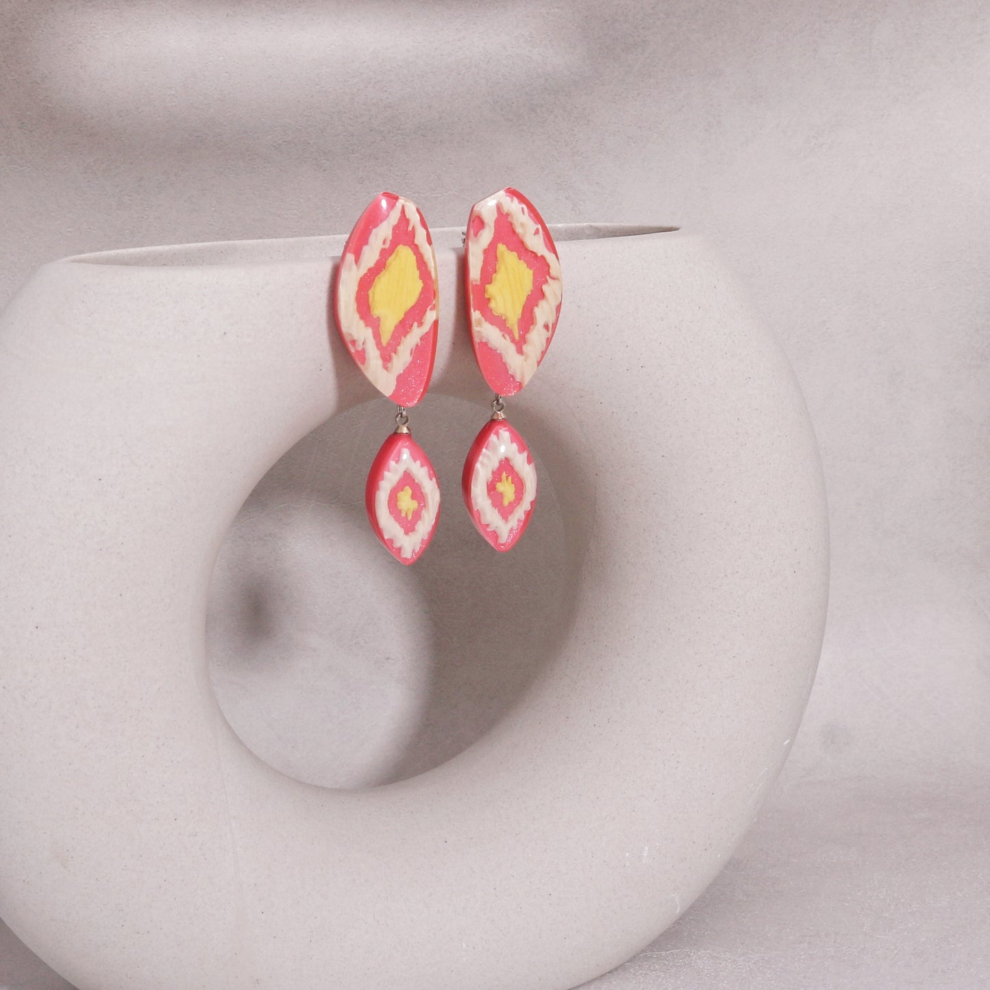 ANDA Ikat Print Double Drop Earrings