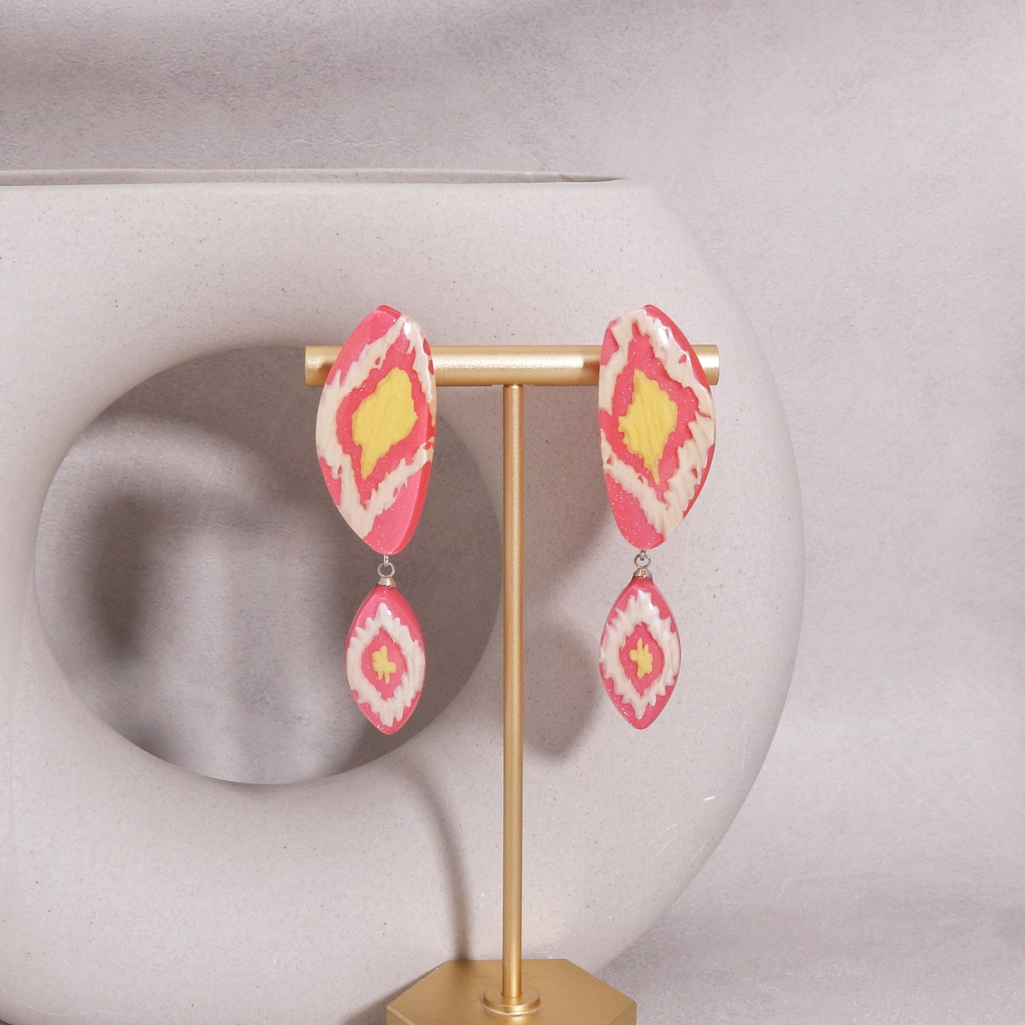 ANDA Ikat Print Double Drop Earrings