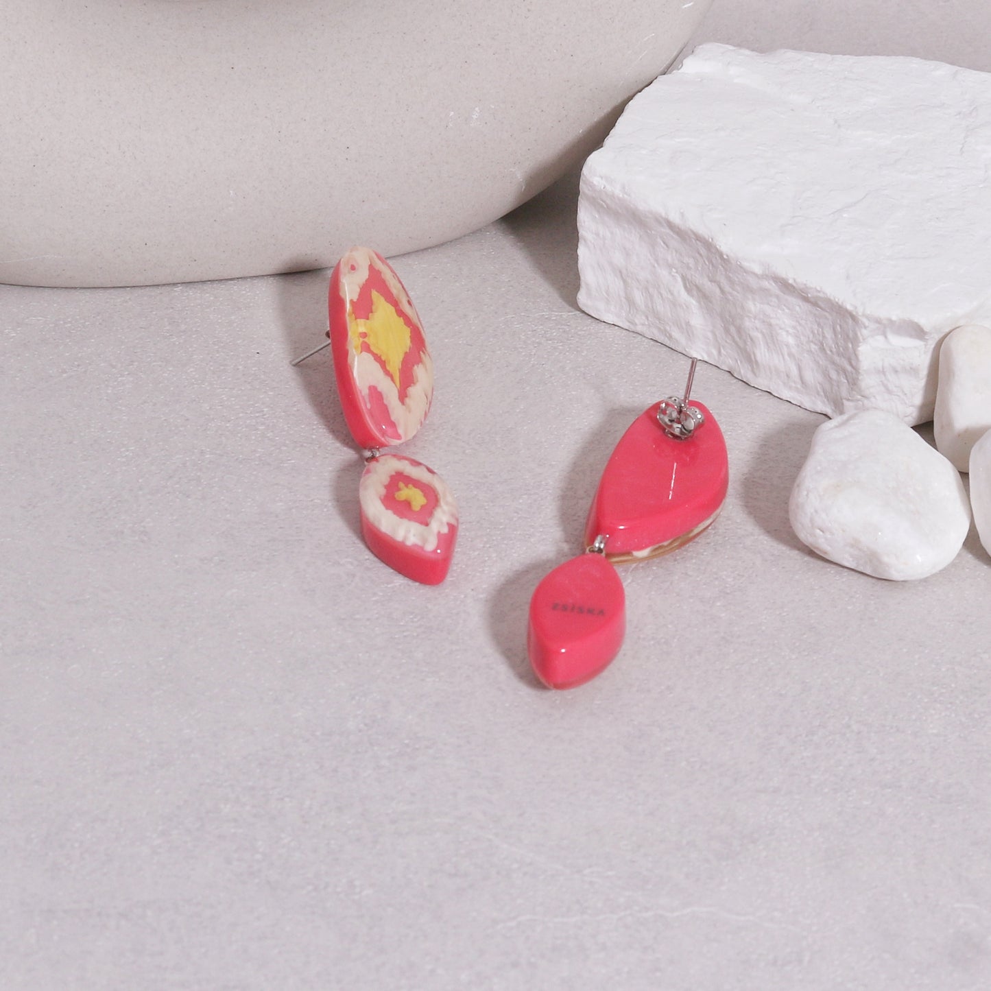 ANDA Ikat Print Double Drop Earrings