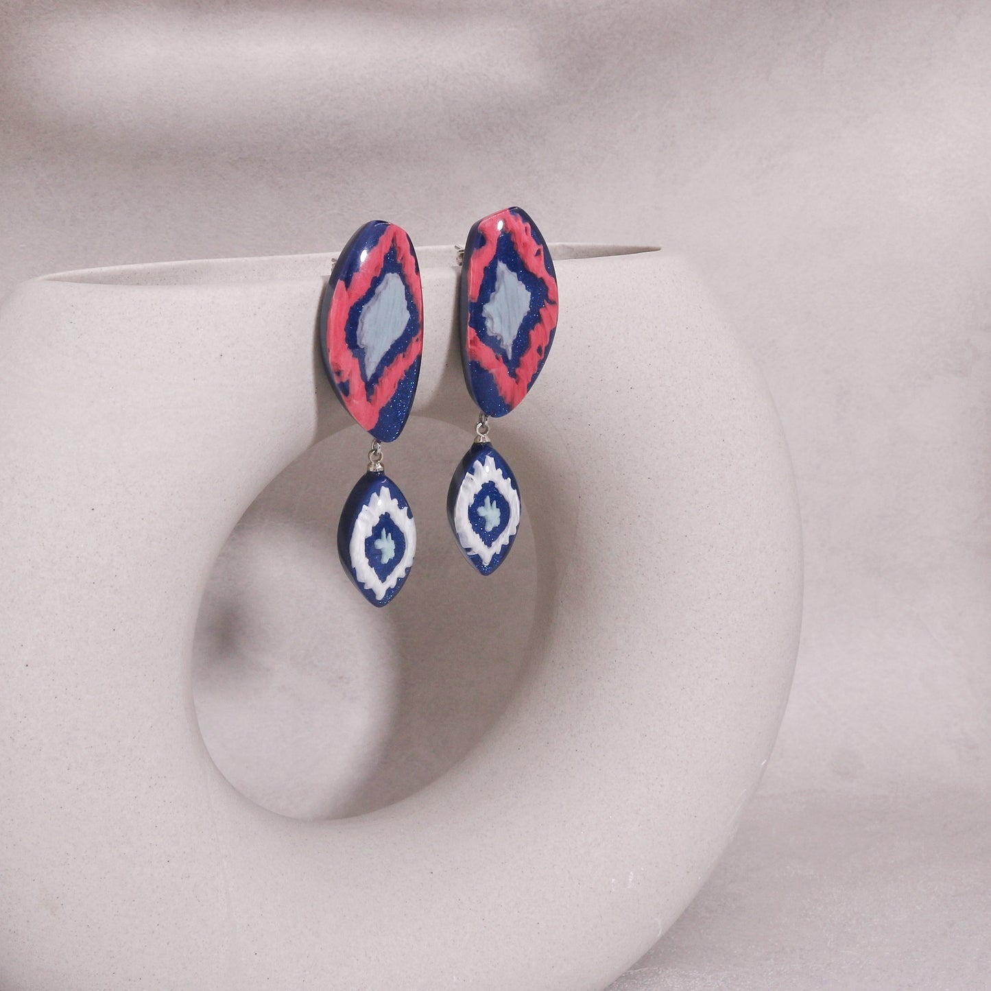 ANDA Ikat Print Double Drop Earrings