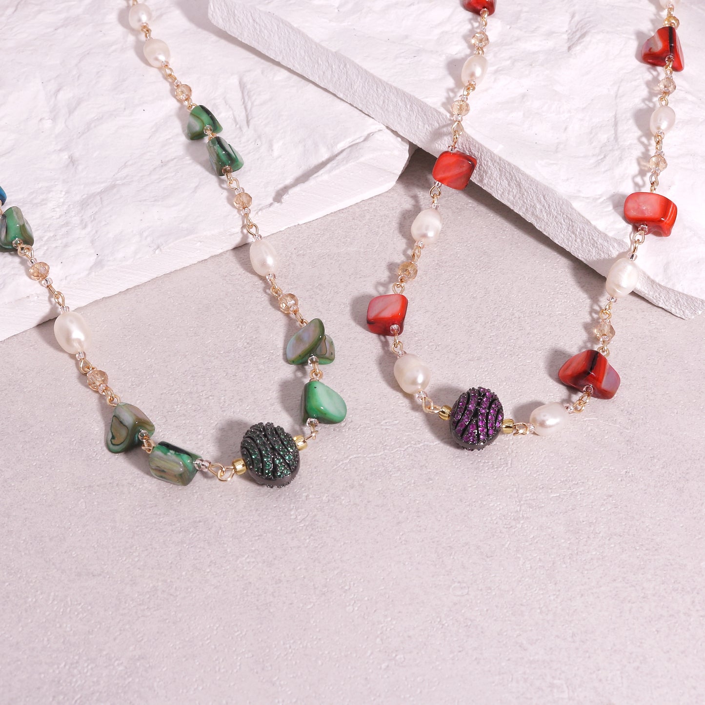 Desiree Handmade Natural Gem Long Necklace