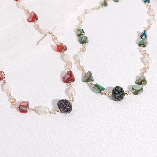 Desiree Handmade Natural Gem Long Necklace