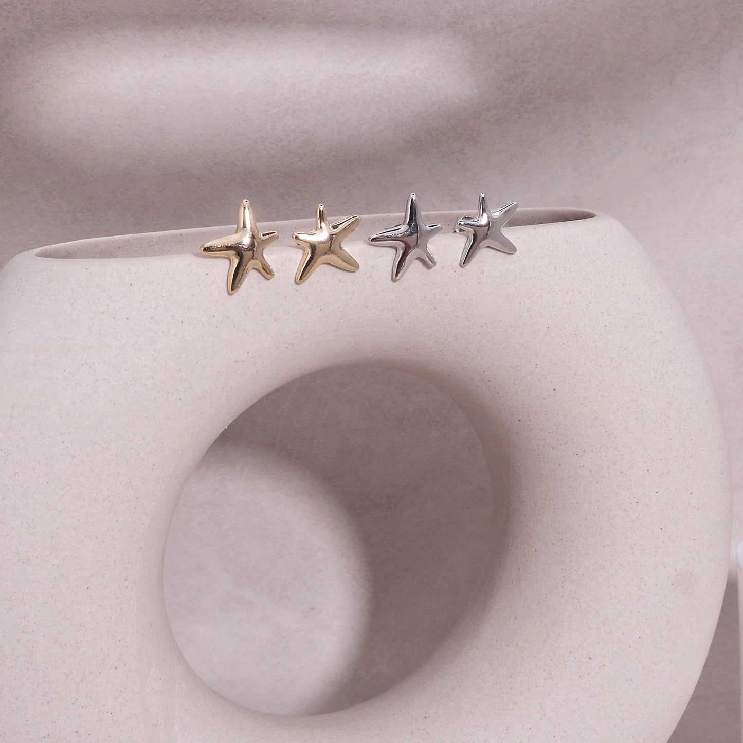 Vivica Dancing Starfish Metallic Stud Earrings