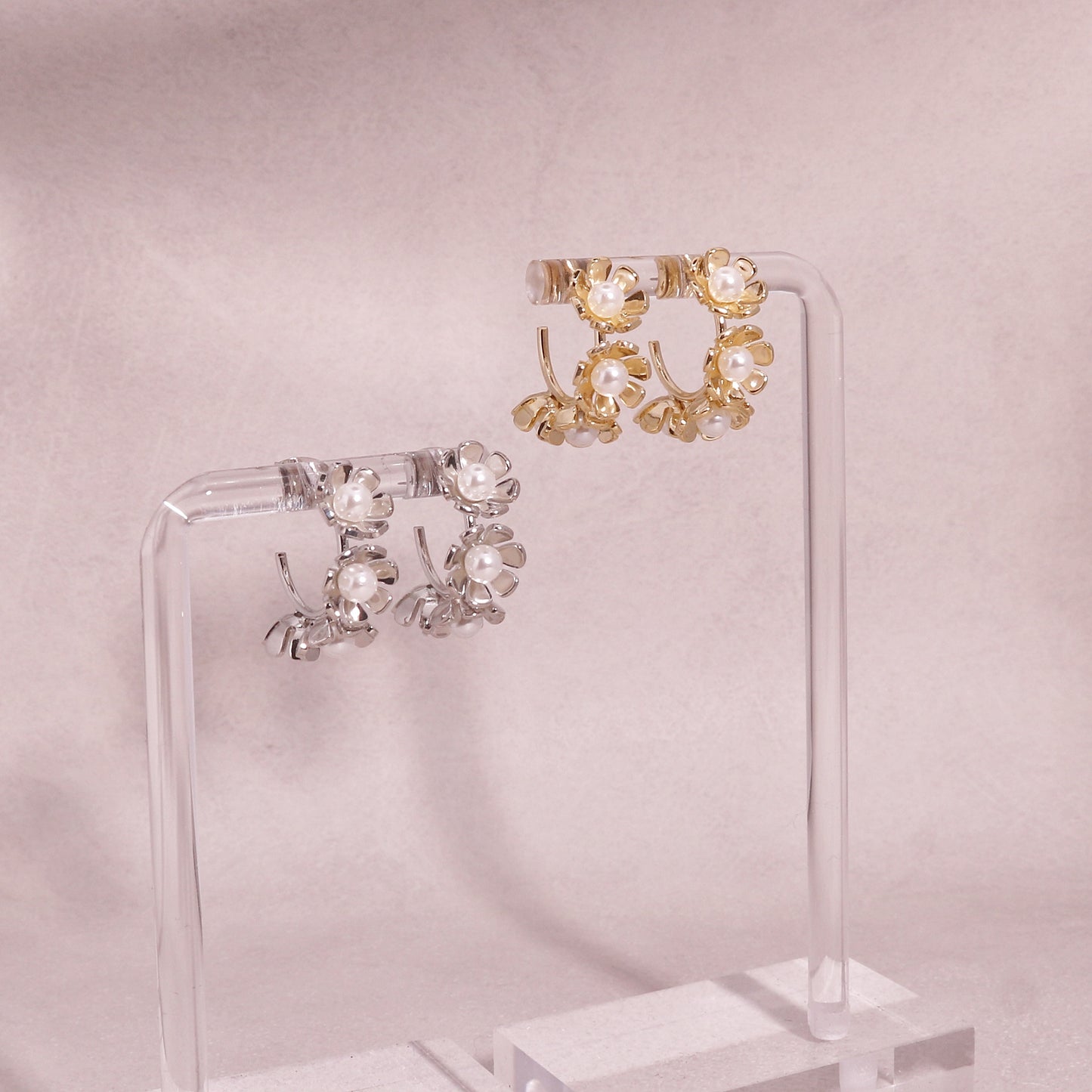 Bella Delicate Floral Hoop Drop Earrings