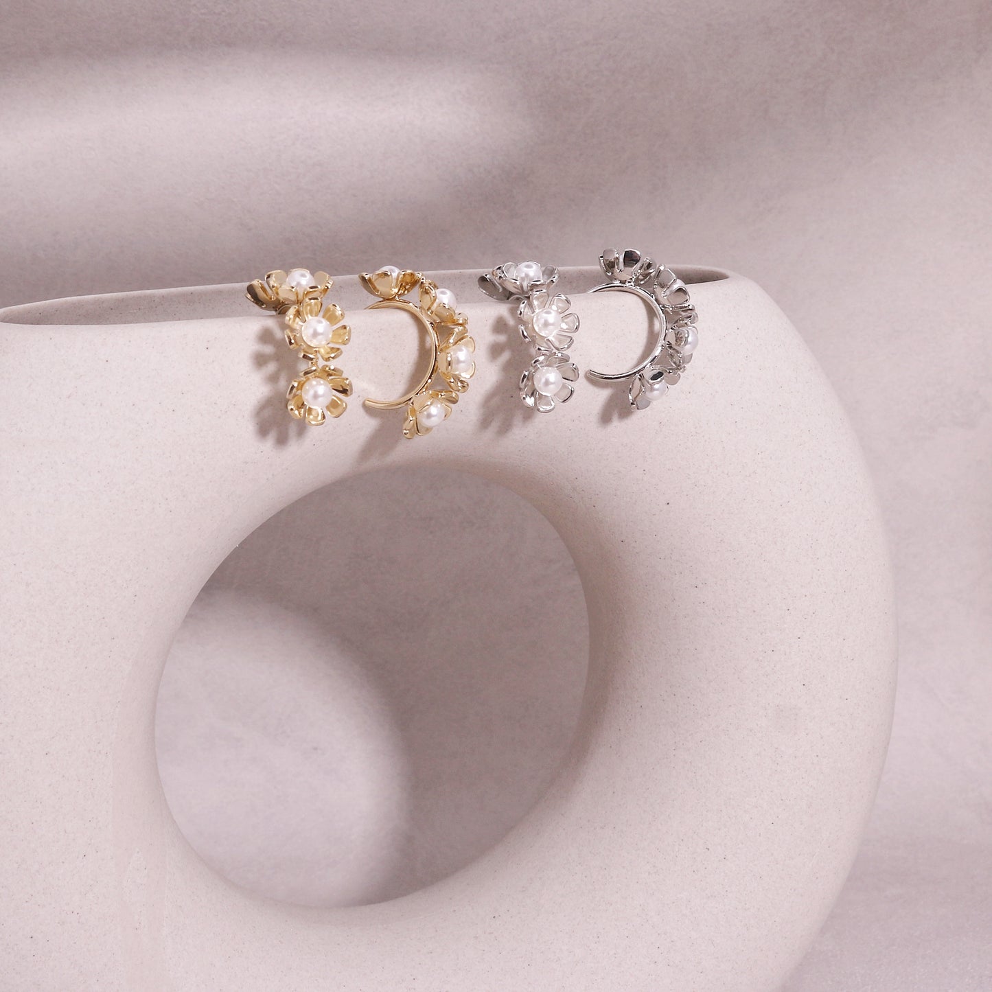 Bella Delicate Floral Hoop Drop Earrings