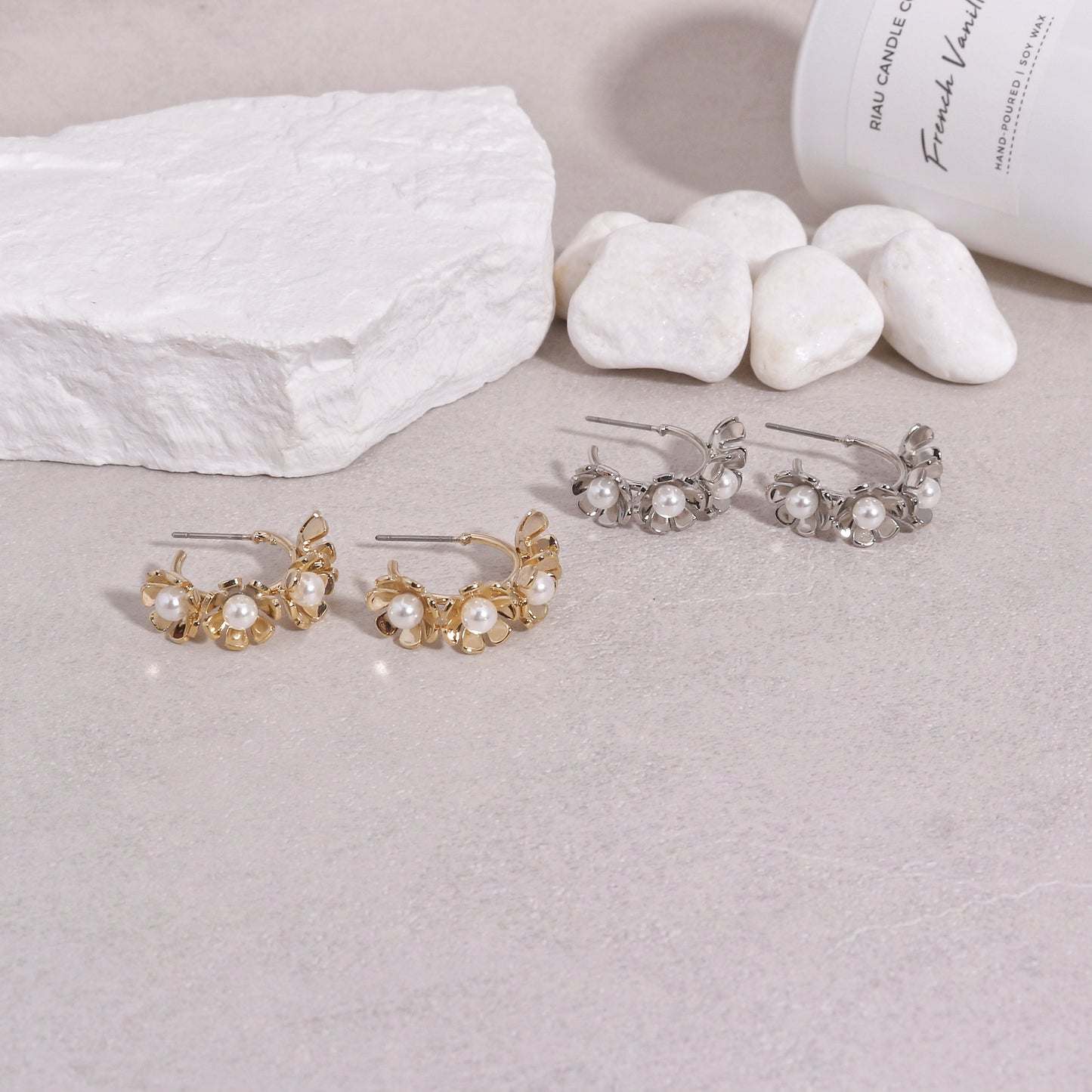 Bella Delicate Floral Hoop Drop Earrings