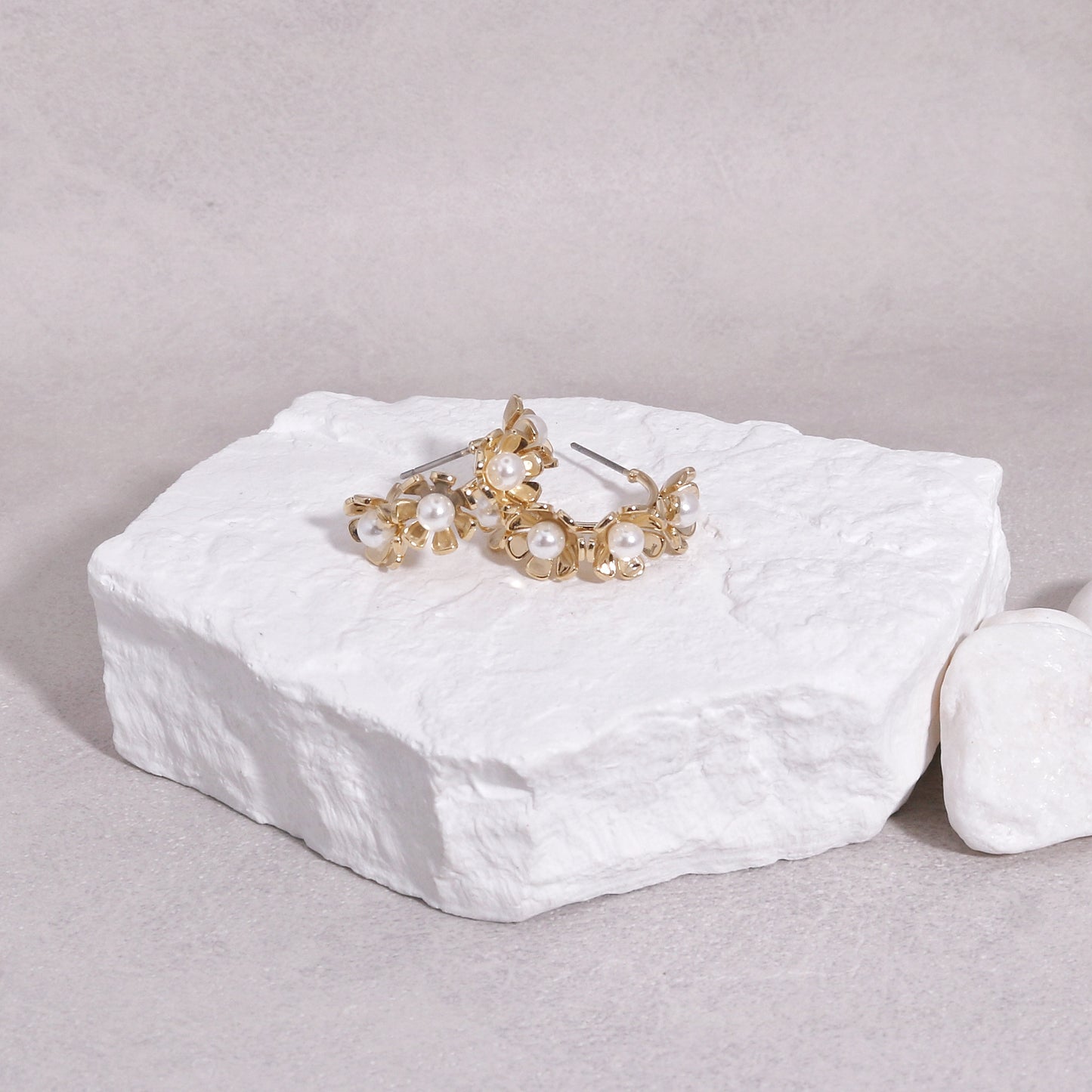 Bella Delicate Floral Hoop Drop Earrings