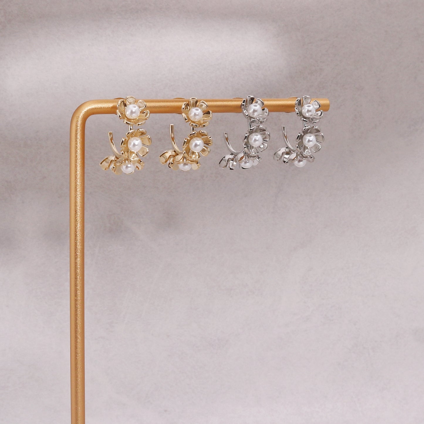 Bella Delicate Floral Hoop Drop Earrings