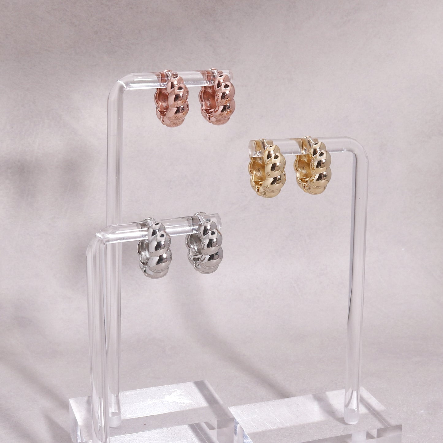 Nelly French Baguette Thick Hoop Earrings