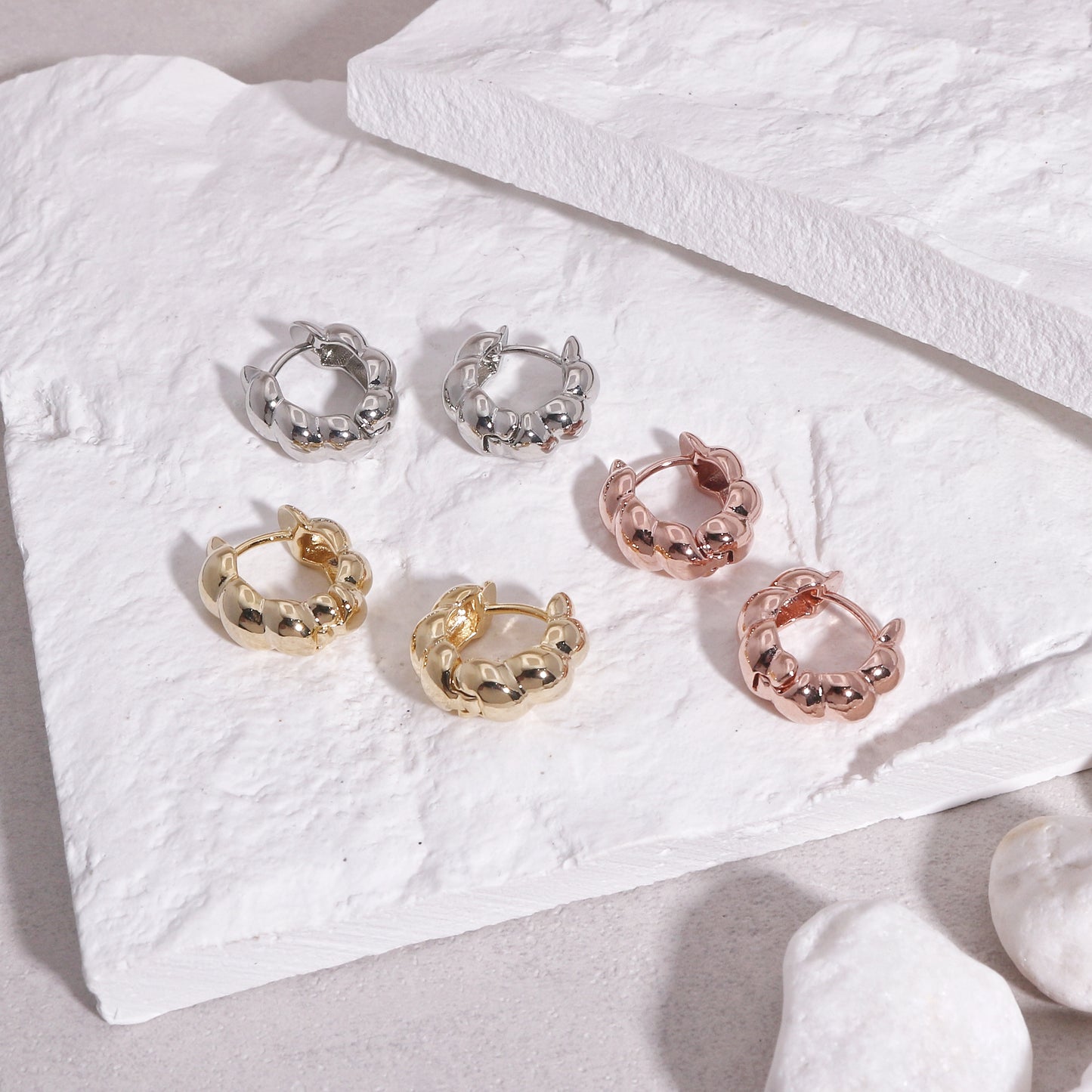 Nelly French Baguette Thick Hoop Earrings