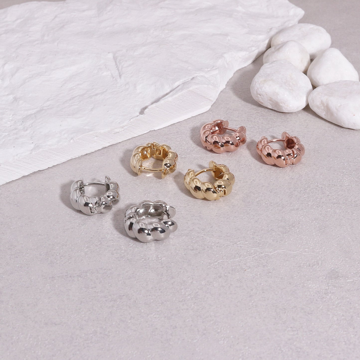 Nelly French Baguette Thick Hoop Earrings