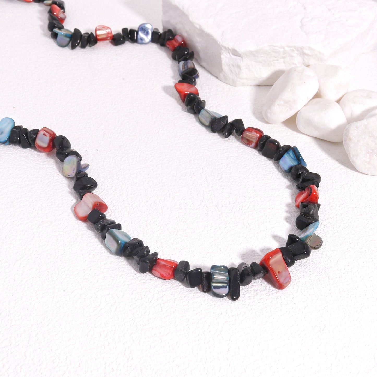 Halle Luxury Onyx and Shell Handmade Necklace