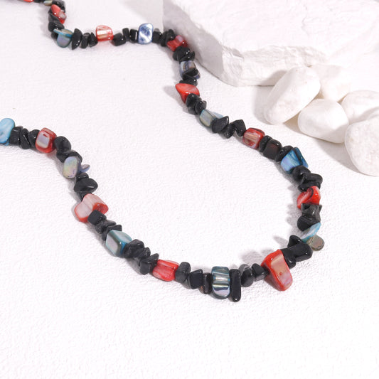 Halle Luxury Onyx and Shell Handmade Necklace