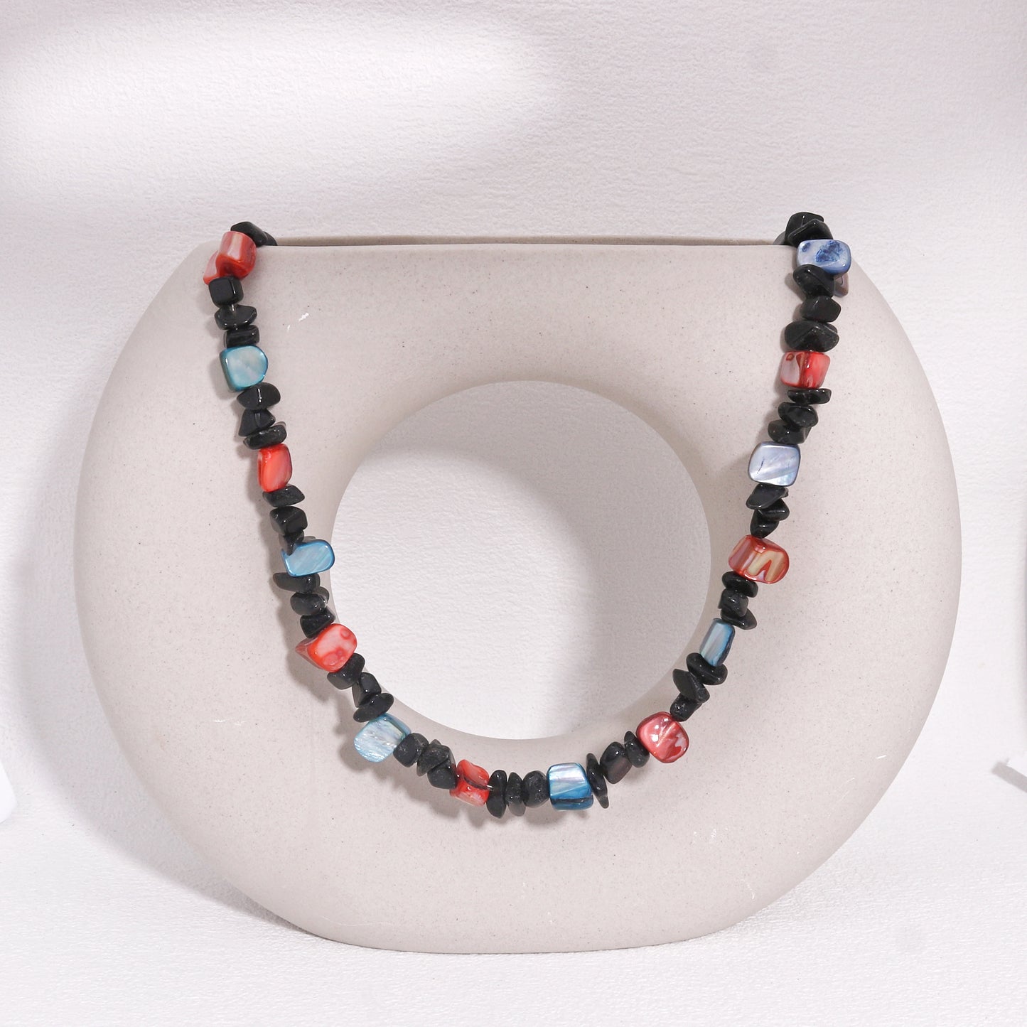 Halle Luxury Onyx and Shell Handmade Necklace