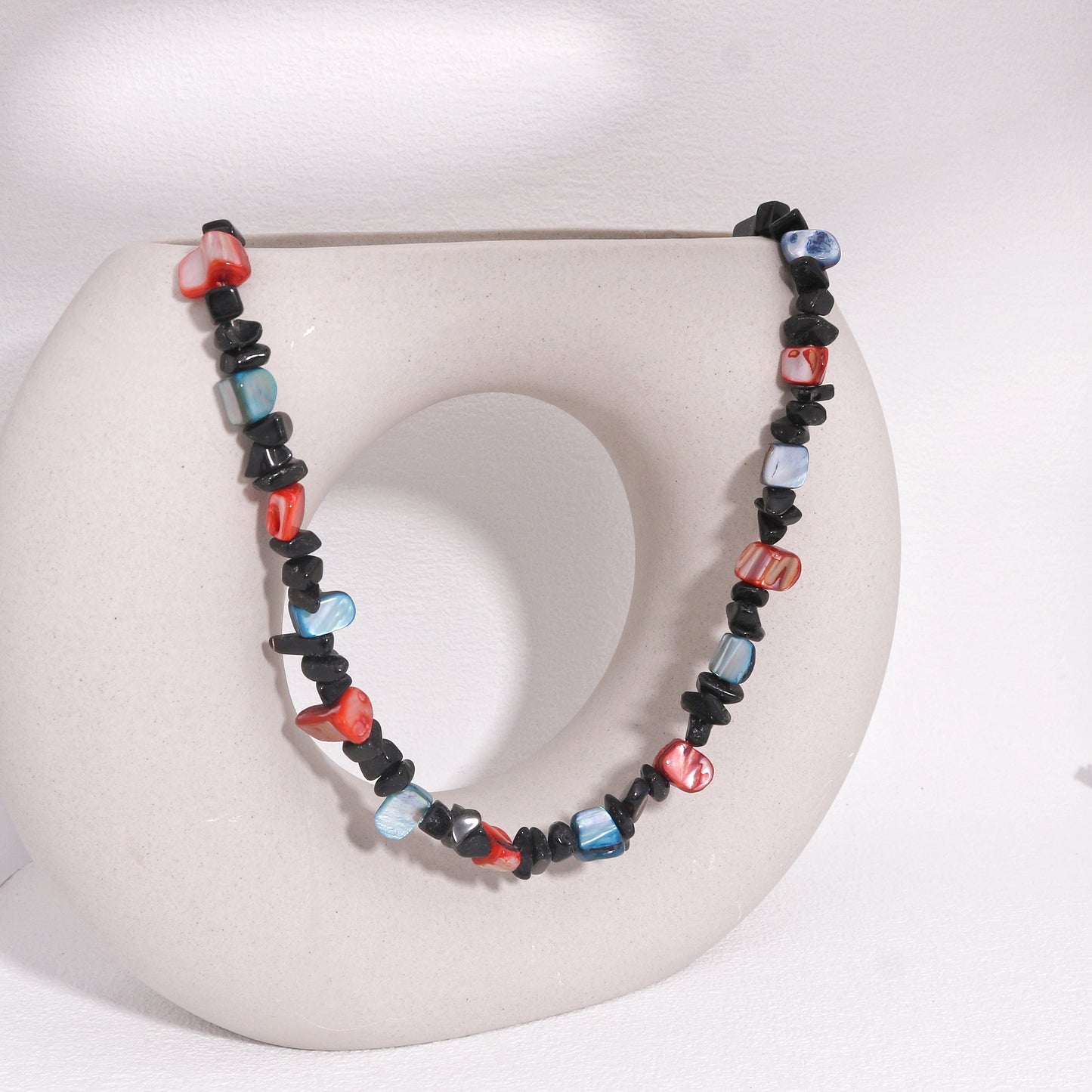 Halle Luxury Onyx and Shell Handmade Necklace