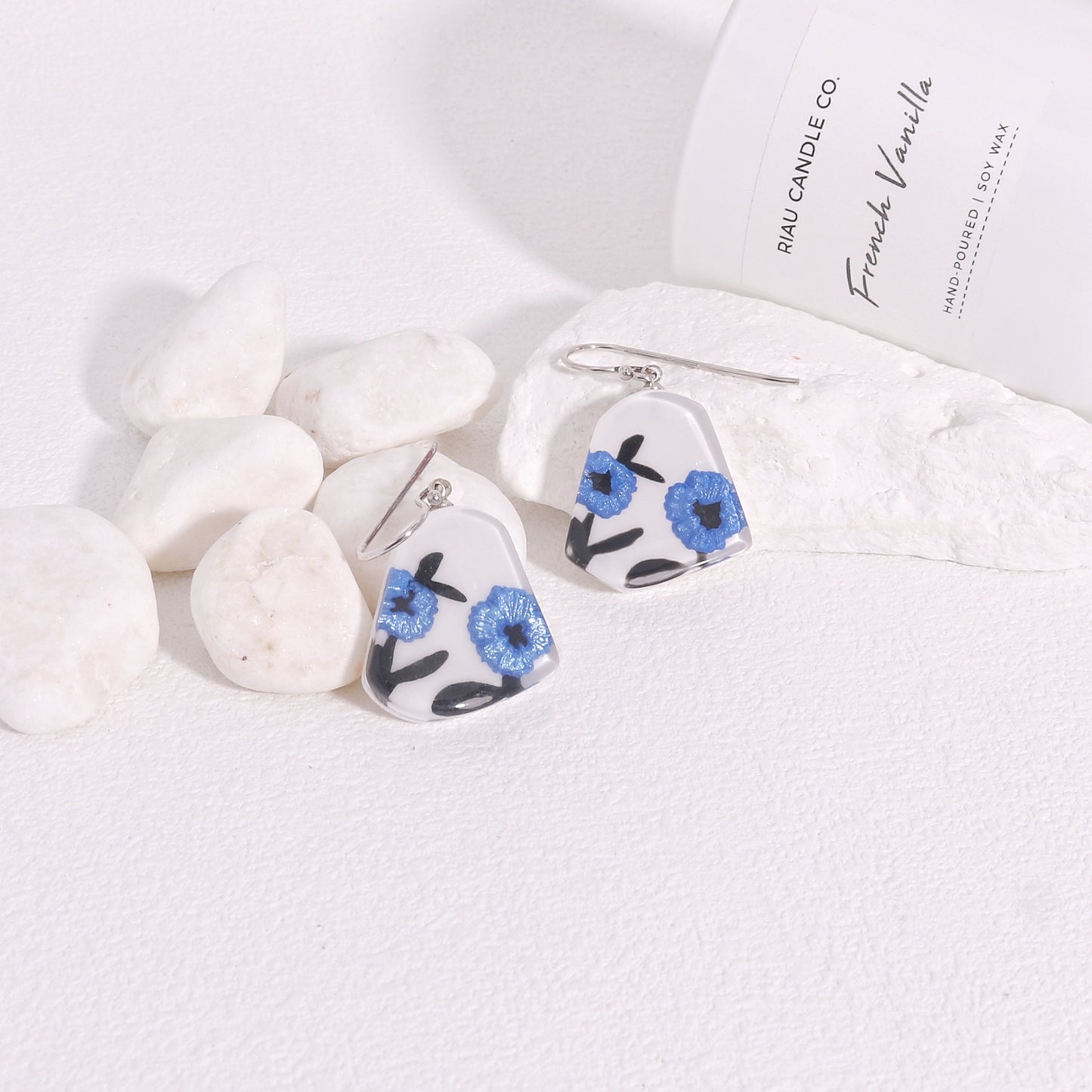 BAILA Blue White Floral Drop Earrings
