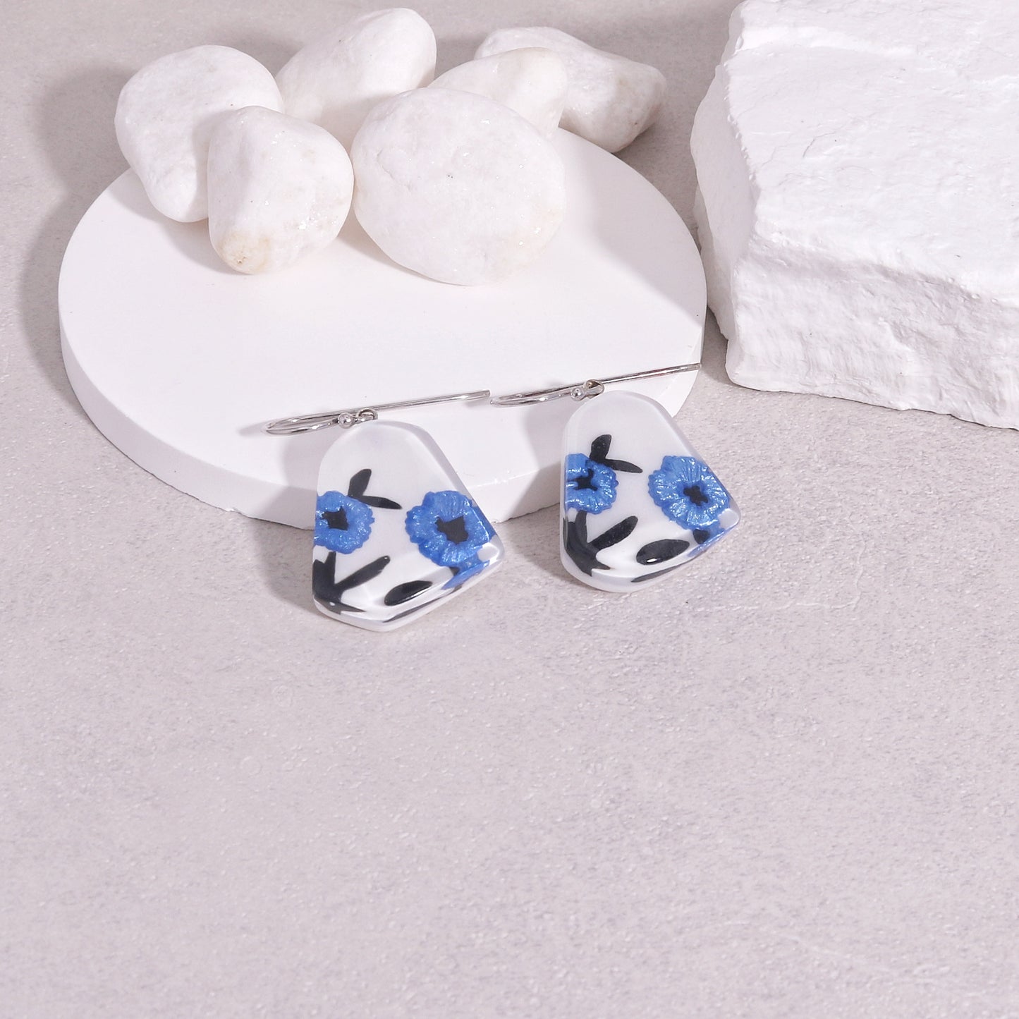 BAILA Blue White Floral Drop Earrings