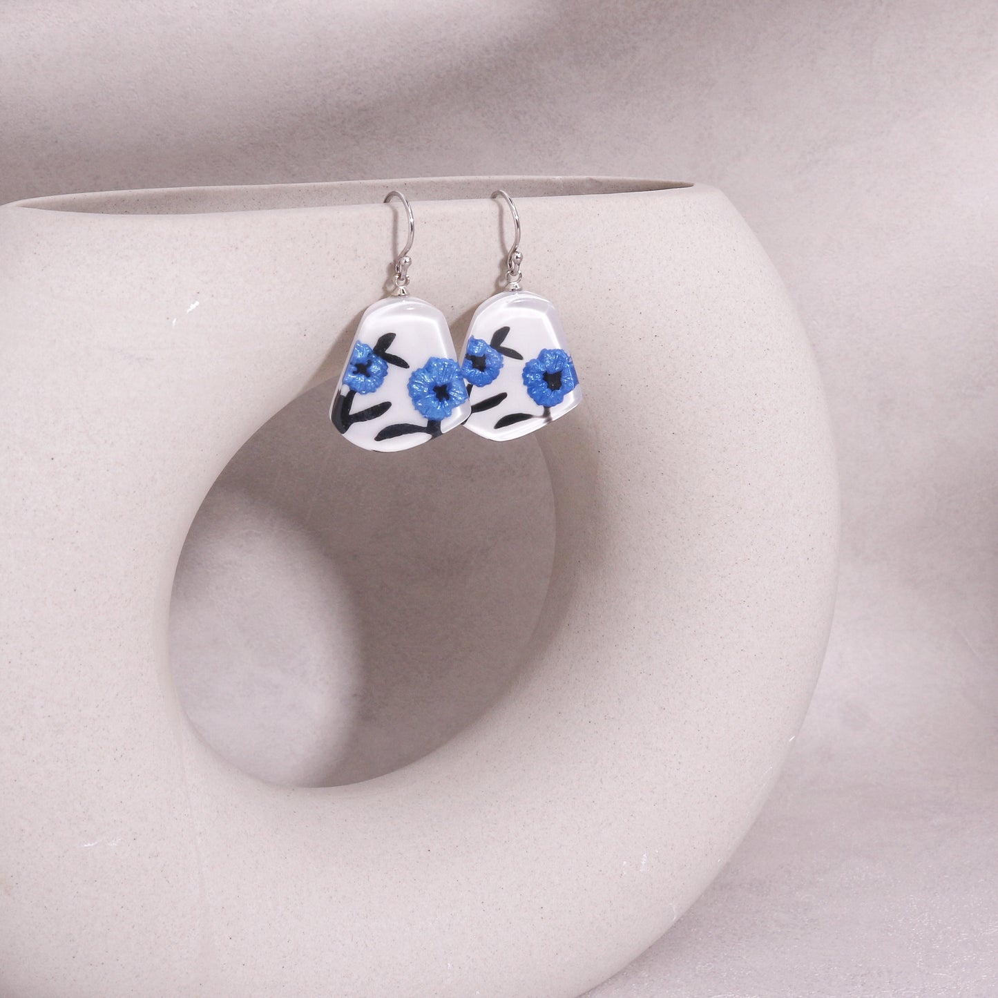 BAILA Blue White Floral Drop Earrings