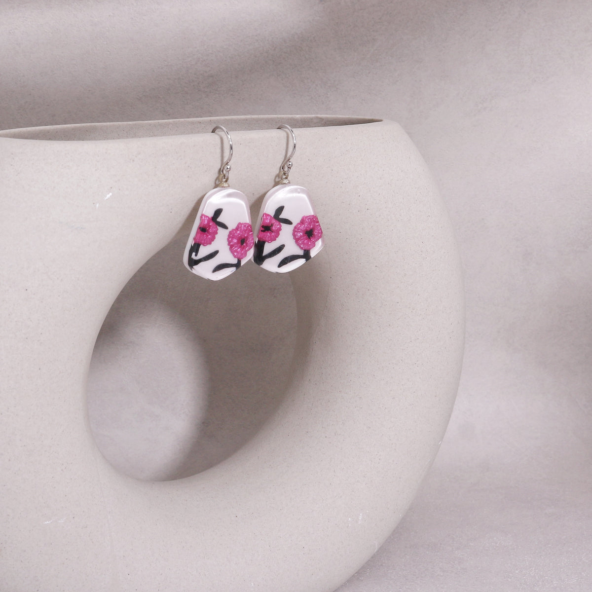 BAILA Pink and White Drop Earrings