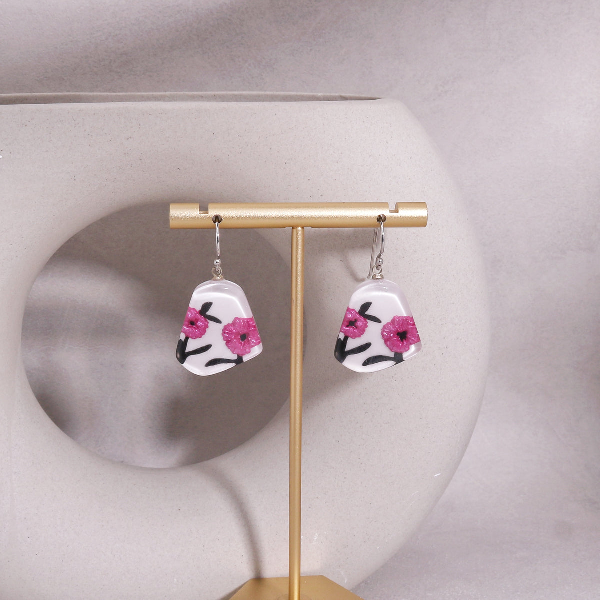 BAILA Pink and White Drop Earrings