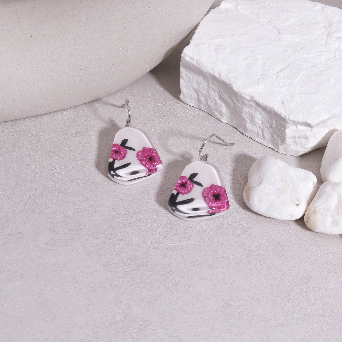 BAILA Pink and White Drop Earrings
