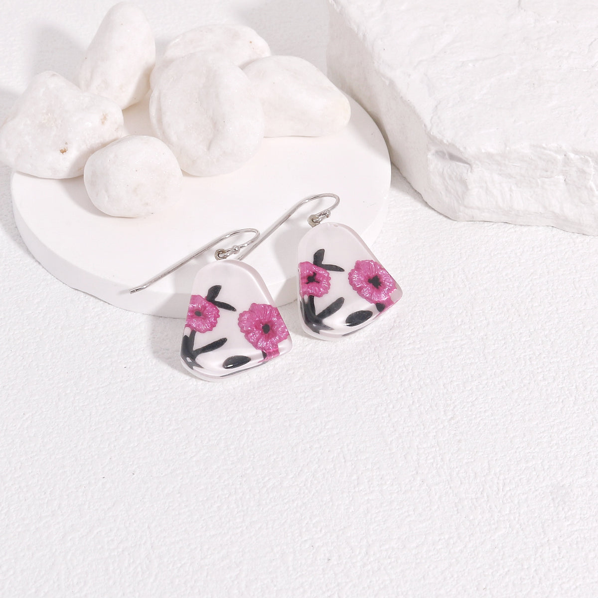 BAILA Pink and White Drop Earrings