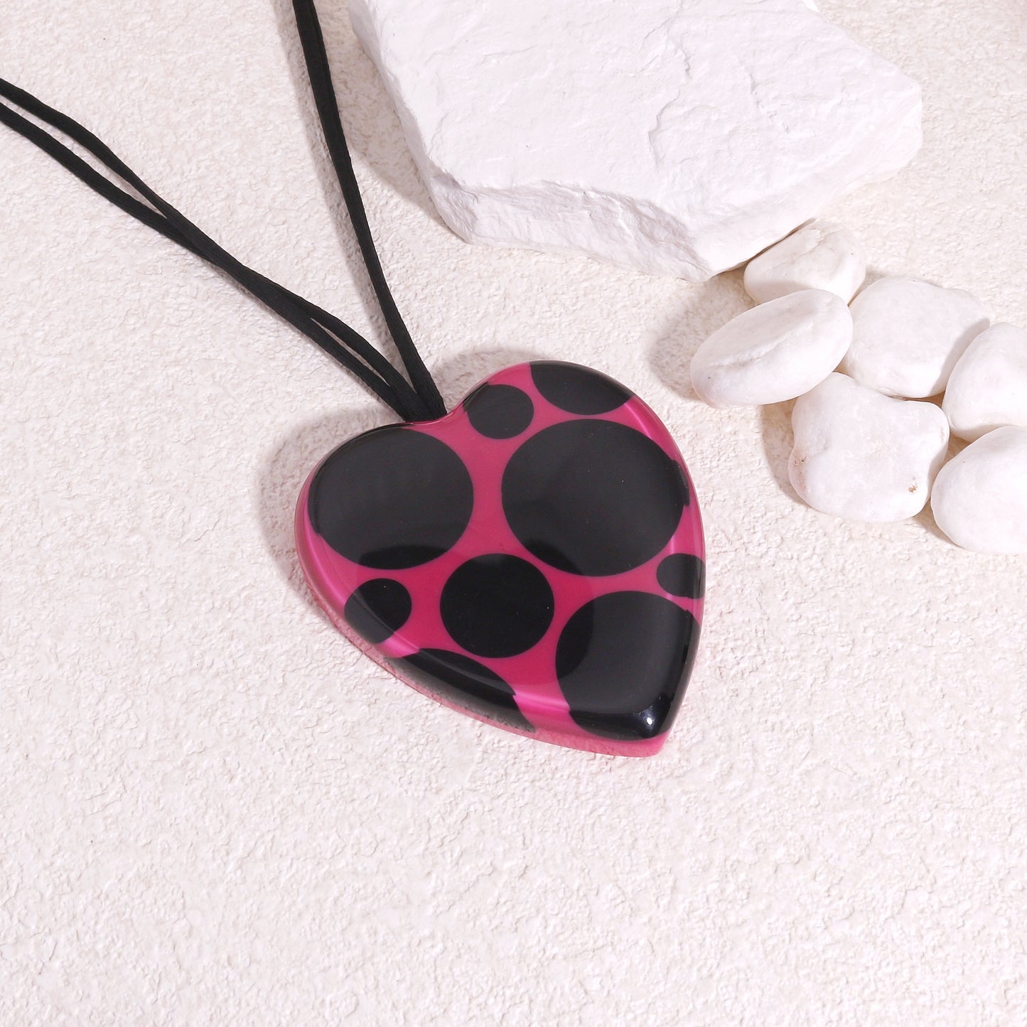 ITSY BITSY Black Pink Polka Dot Pendant Necklace