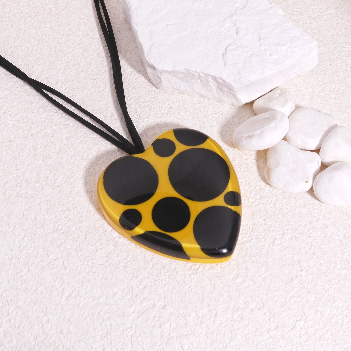 ITSY BITSY Black Yellow Polka Dot Pendant Necklace