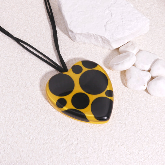 ITSY BITSY Black Yellow Polka Dot Pendant Necklace