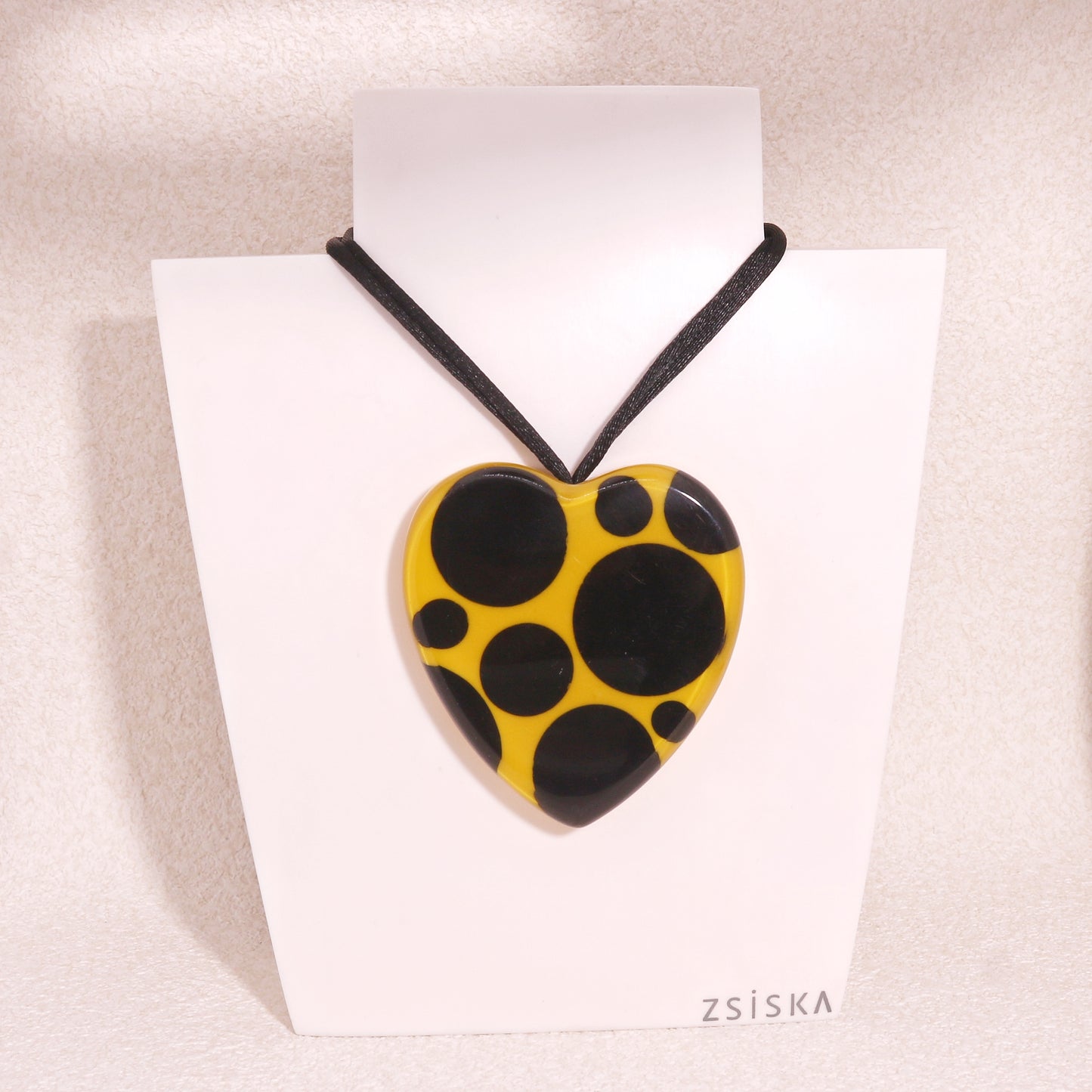 ITSY BITSY Black Yellow Polka Dot Pendant Necklace