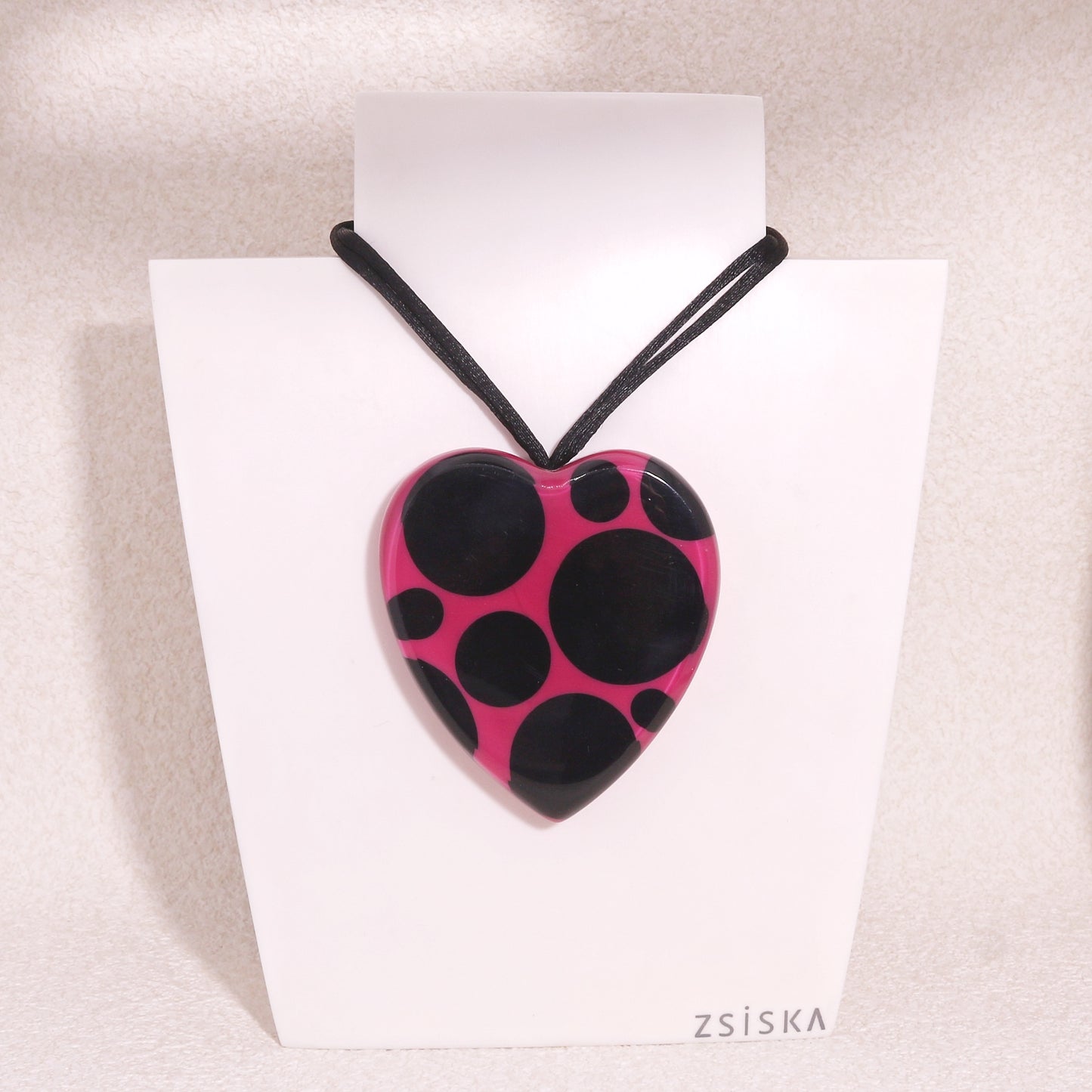 ITSY BITSY Black Pink Polka Dot Pendant Necklace