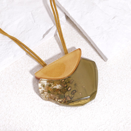 ANAIS Gold Green Statement Pendant