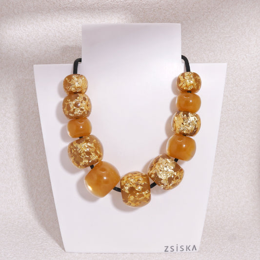 ZSISKA Gold Flake Statement Necklace