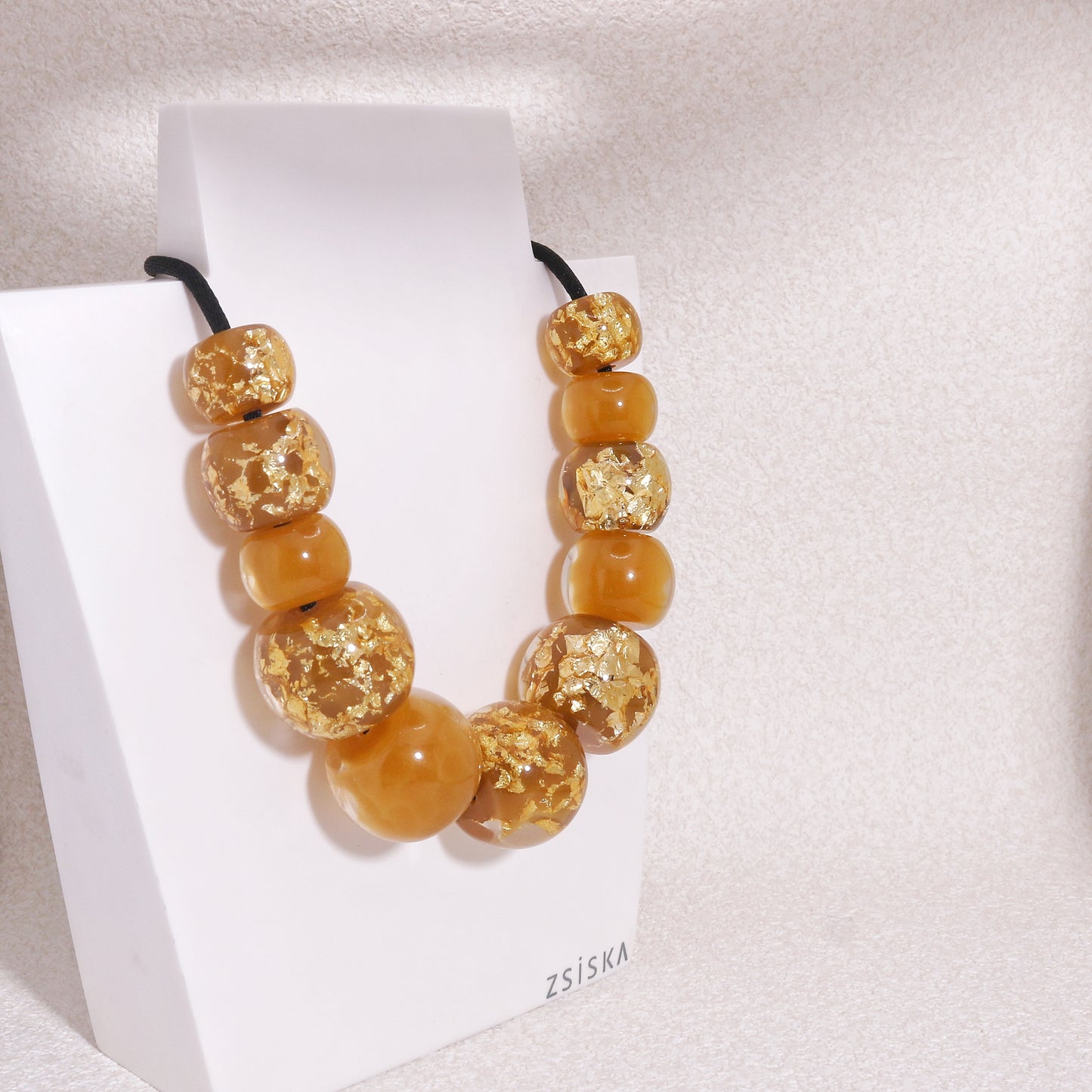 ZSISKA Gold Flake Statement Necklace